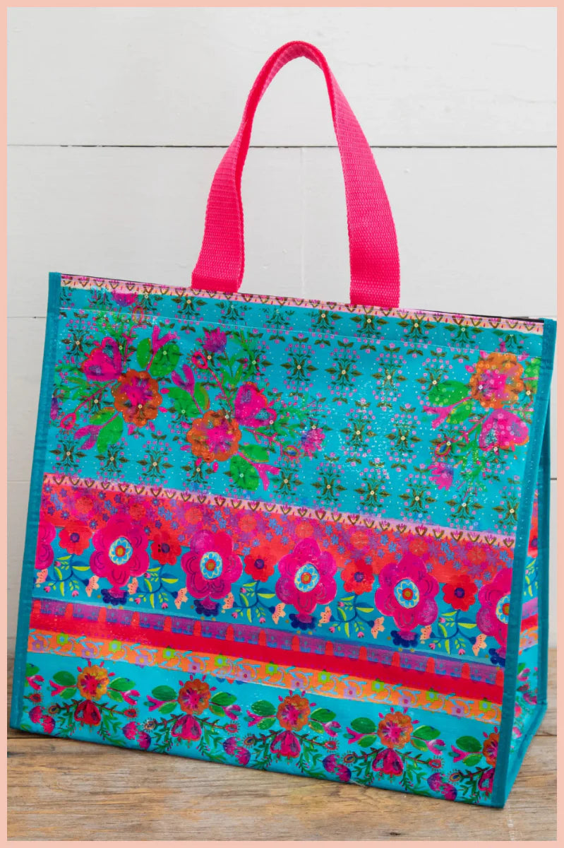FLORAL INSULATED COOLER TOTE | NATURAL LIFE