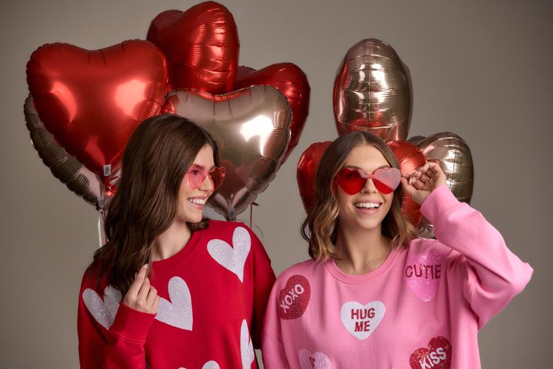 MUD PIE VALENTINE SPARKLE SWEATSHIRT-RED