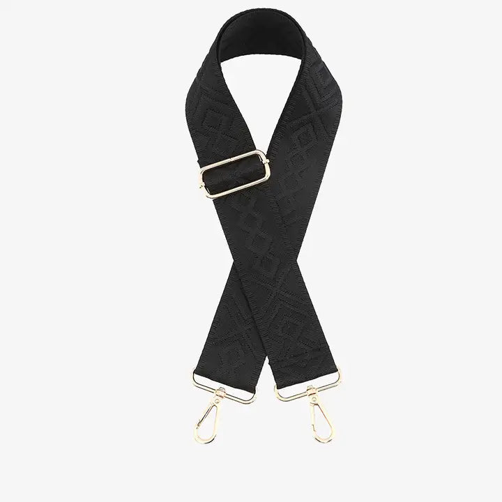 Jen & Co Bohemian Guitar Strap-Black/Black
