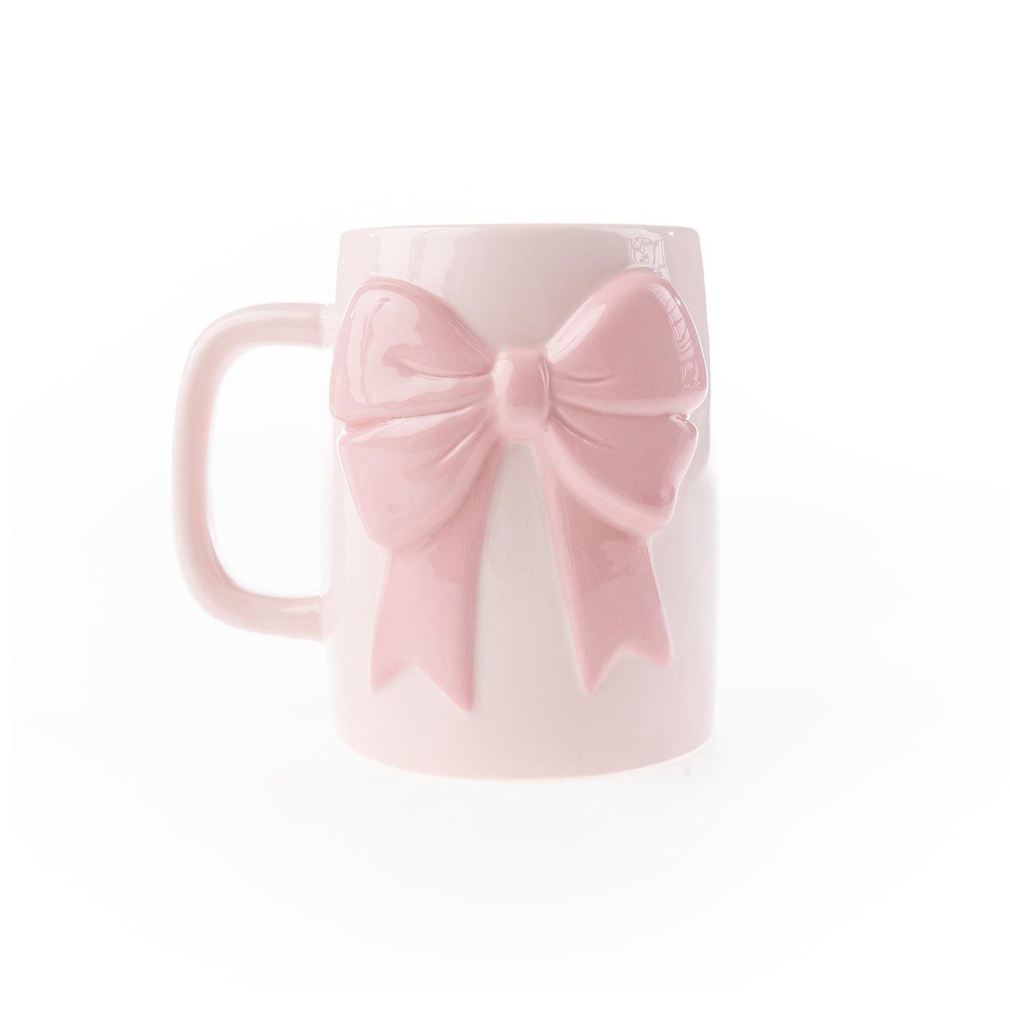 Mary Square  Ceramic Bow Mug Pink