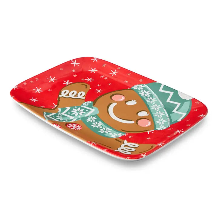 Certified International Christmas Whimsy Gingerbread Rectangular Platter 14in X 10in