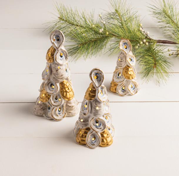 MUD PIE MEDIUM OYSTER LIGHT-UP TREE