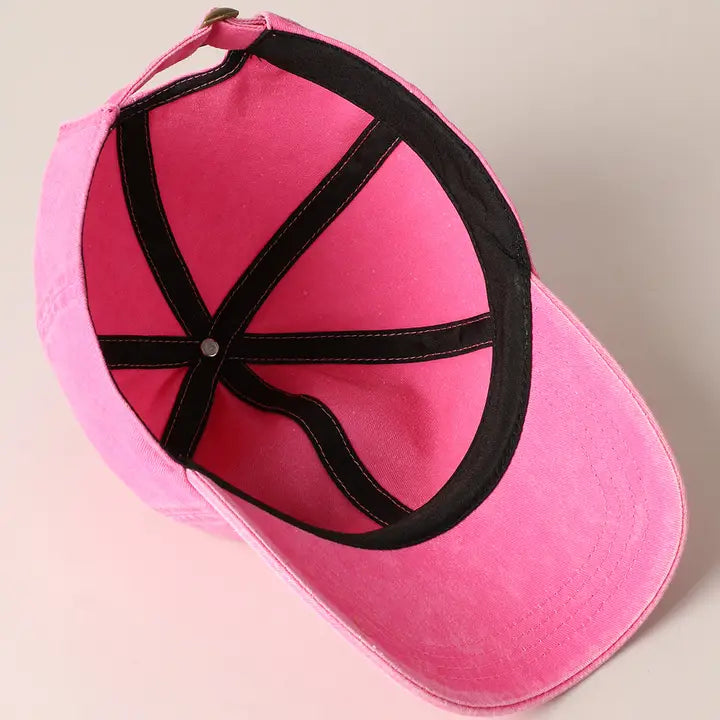 Mama Letters Embroidered Baseball Cap-HOT PINK