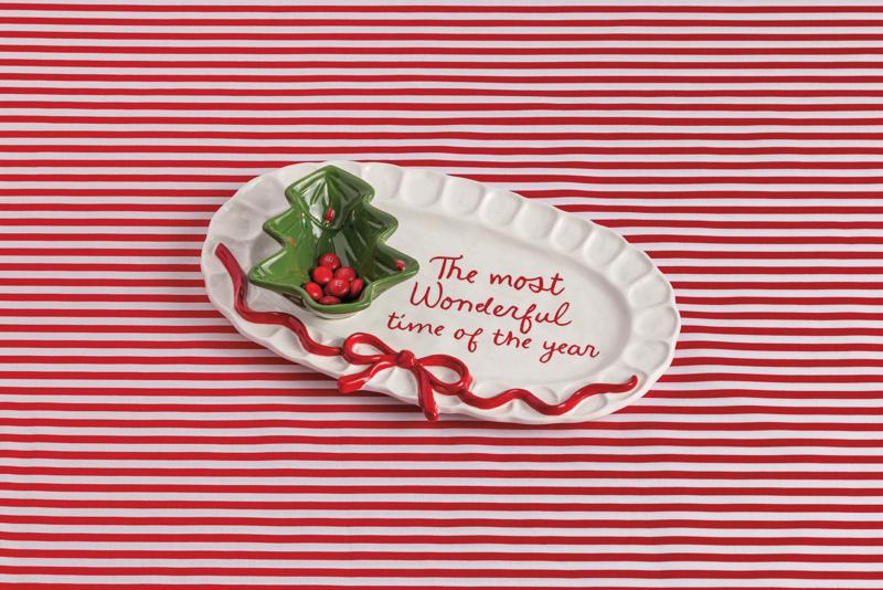 MUD PIE CHRISTMAS BOW TIDBIT & PLATTER SET