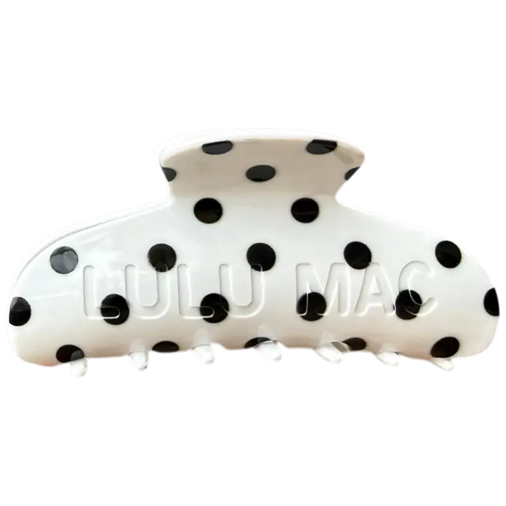 Lulu Mac Hair Clips- White/Black Dot