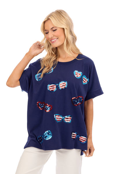 MUD PIE AMERICANA SPARKLE TOP-BLUE