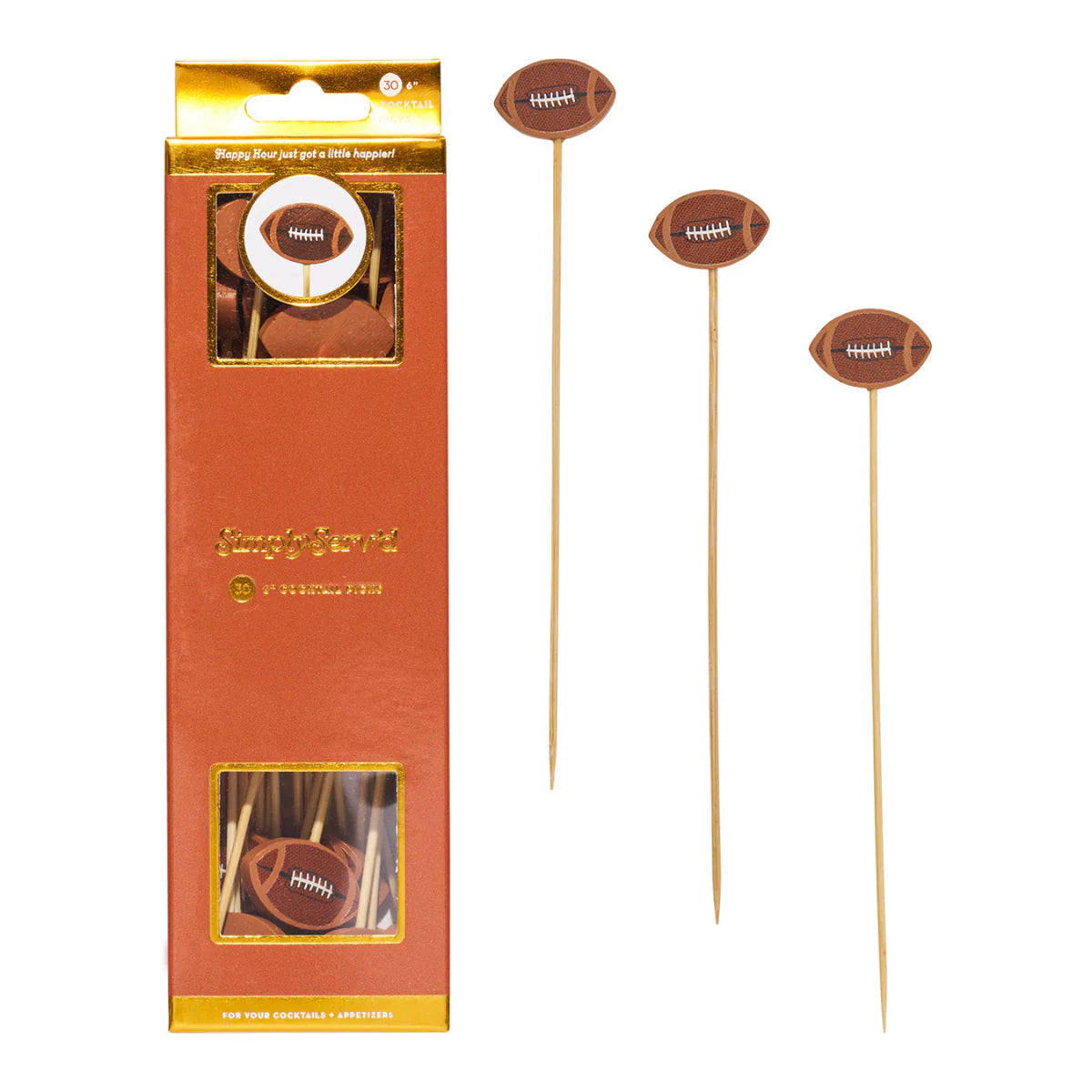Sophistiplate Tailgate Football Large Cocktail Picks/30pk