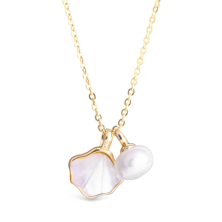 Amanda Blu Mother of Pearl Shell and Pearl Necklace - Gold