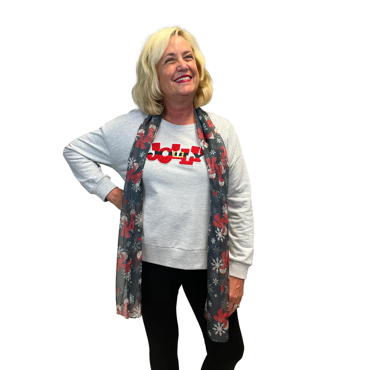A Walk In The Park Jolly Chenille Patch Lt Steel Boxy Crew