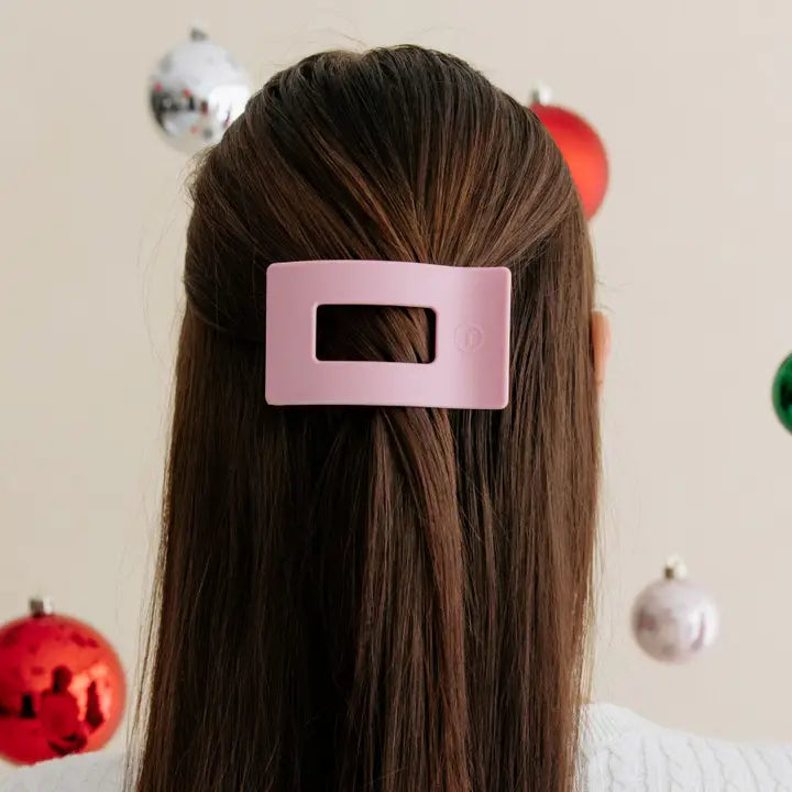 Teleties Flat Rectangle Hair Clip | Medium | Merry Pinkmas