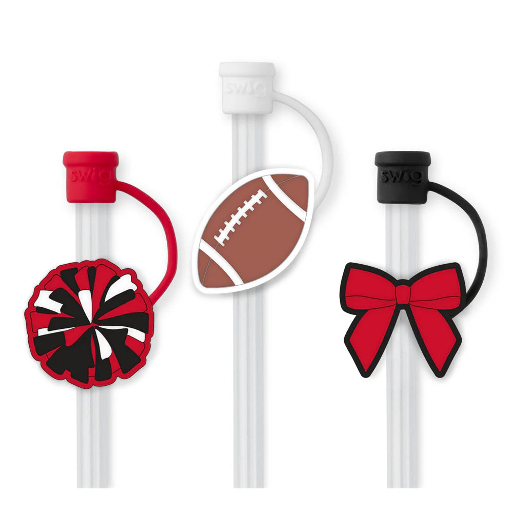 Swig Life WE'VE GOT SPIRIT BLACK + RED Straw Topper Set