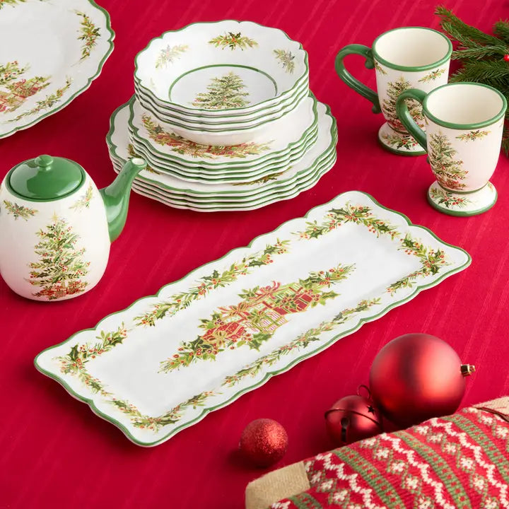 Certified International Holly Tree Rectangular Platter 19in X 8in