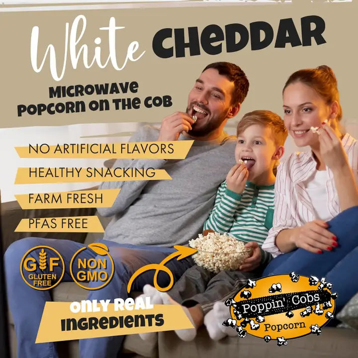 Poppin' Cobs Popcorn On the Cob with White Cheddar Seasoning
