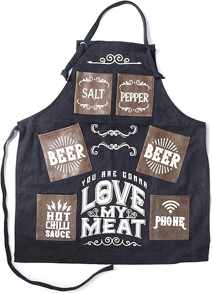 Boxer Gifts Canvas Love My Meat Apron, Black