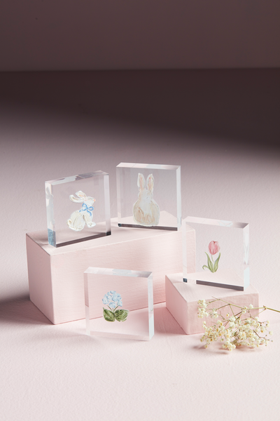 MUD PIE PINK TULIP ACRYLIC BLOCK