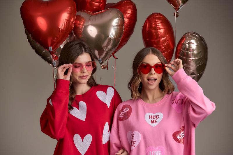 MUD PIE VALENTINE SPARKLE SWEATSHIRT-RED
