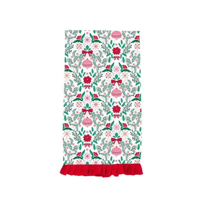 Mary Square Tea Towel Trimmed with Joy