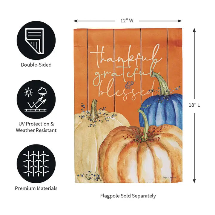 Evergreen Enterprises Thankful, Grateful, and Blessed Suede Garden Flags