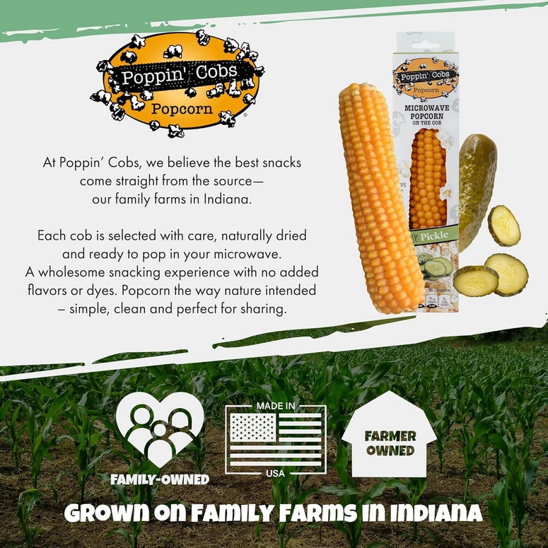 Poppin' Cobs Popcorn On the Cob with Dill Pickle Seasoning
