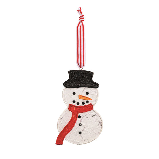 Mud Pie  Snowman Painted Wood Ornament