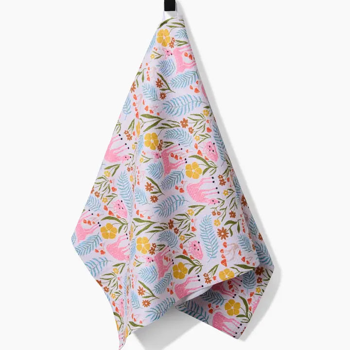 Geometry Fern and Fawn Tea Towel