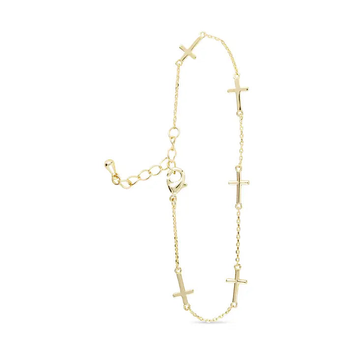 Amanda Blu Gold Station Cross Bracelet