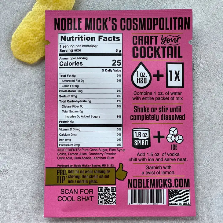 Noble Mick's Cosmopolitan Single Serve Craft Cocktail