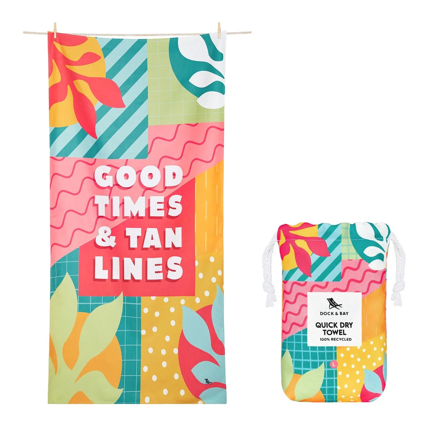 Dock & Bay Quick Dry Towels - Good Times & Tan Lines - GRS Certified-XL