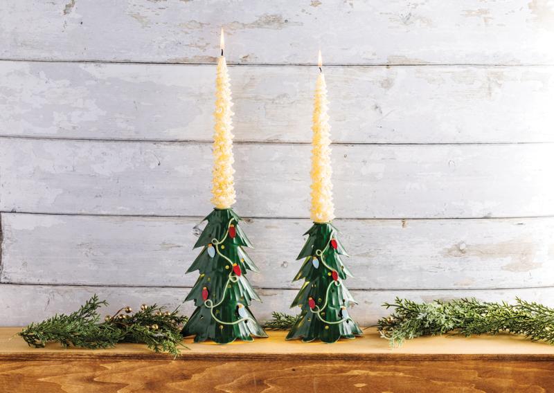 MUD PIE LARGE LED TREE TAPER HOLDER