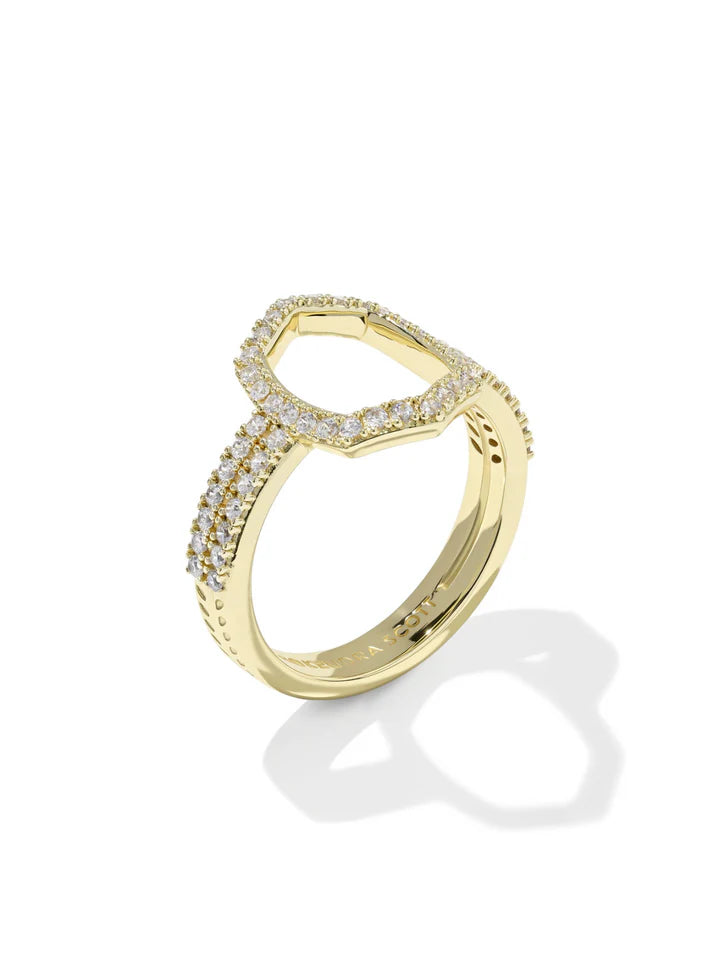 KENDRA SCOTT DAPHNE PAVE COCKTAIL RING GOLD WHITE CZ