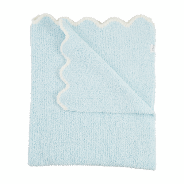 MUD PIE BLUE SCALLOP CHENILLE BLANKET