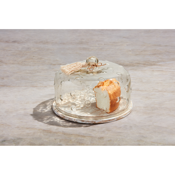 MUD PIE HOBNAIL GLASS CAKE DOME