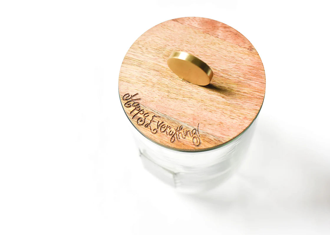 HAPPY EVERYTHING! SMALL MINI WOODEN LID GLASS JAR (SMALL)