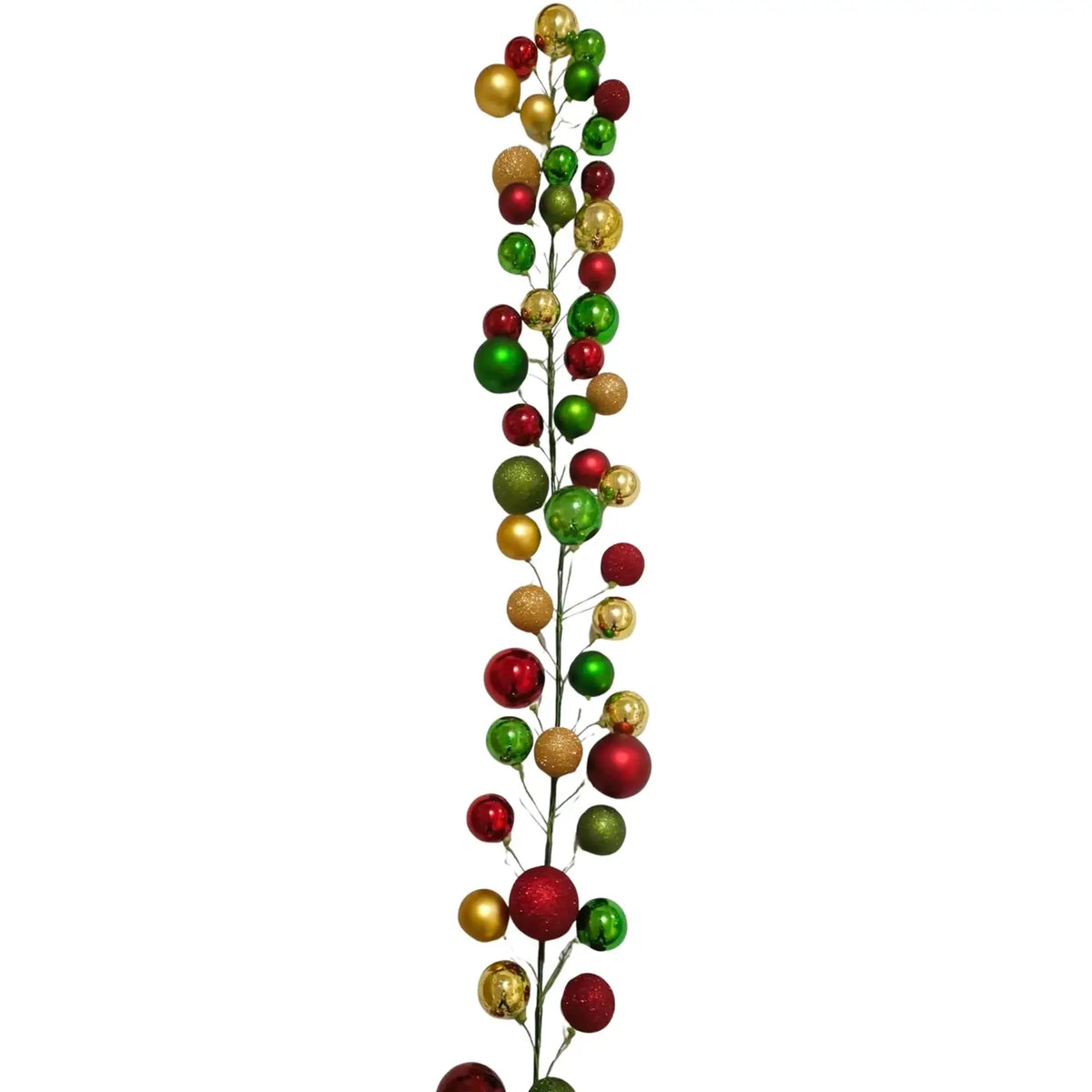 David Christopher's 70.8" Red/Green/Metallic Gold Plastic Ball Garland