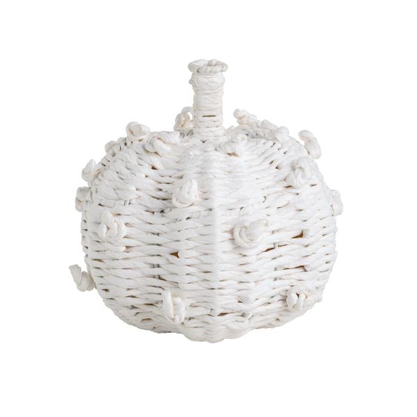 MUD PIE SMALL WHITE WOVEN KNOT PUMPKIN