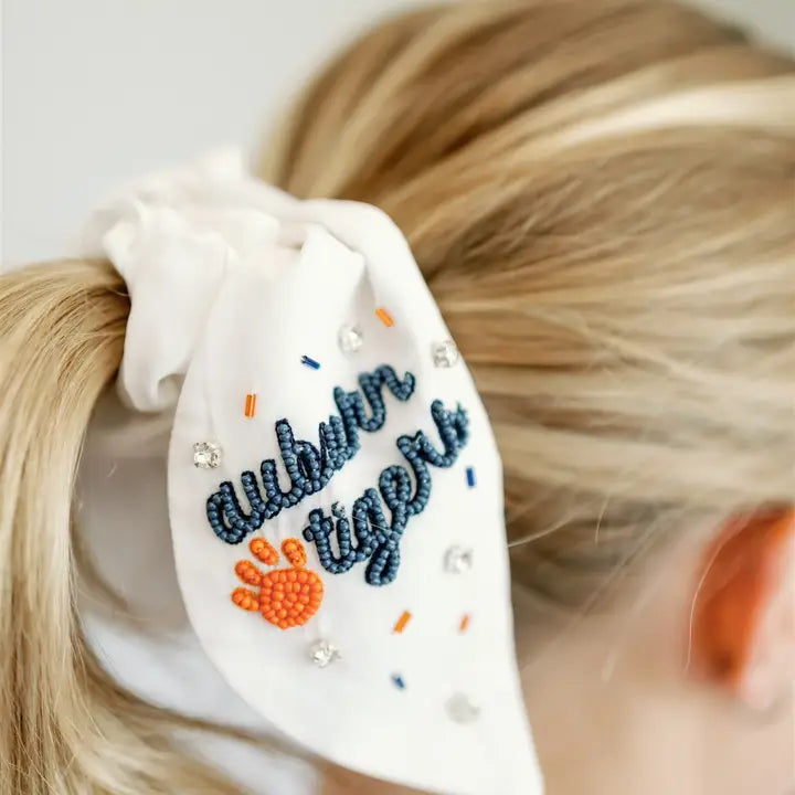 Auburn University Beaded Scrunchie