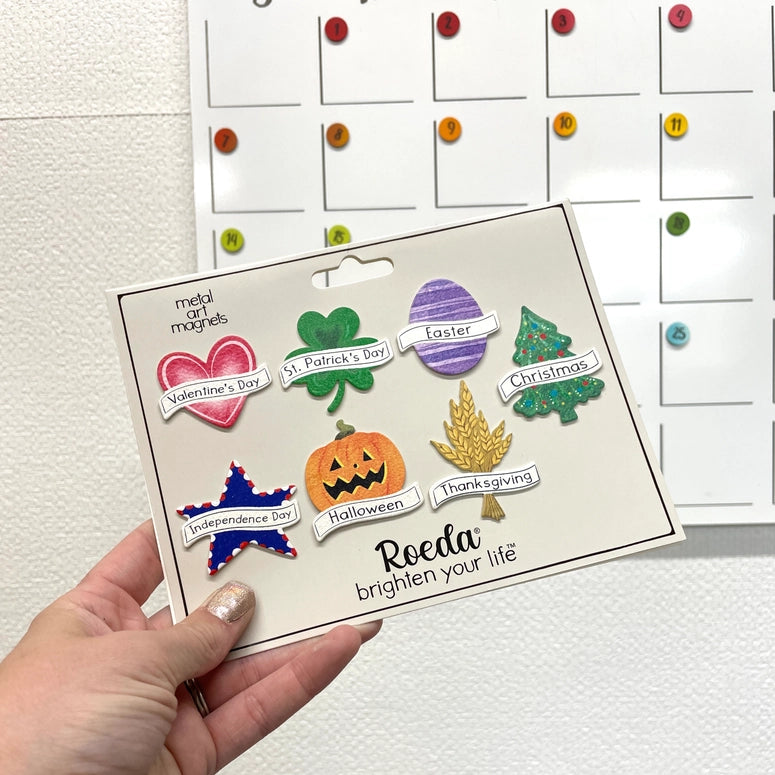 Roeda Studio Holiday Calendar Magnets S/7, Organization, Holiday Decor