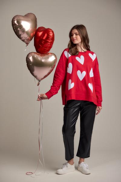 MUD PIE VALENTINE SPARKLE SWEATSHIRT-RED