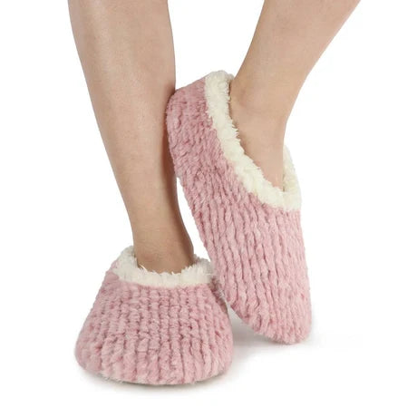 Snoozies! Womens Teddy Bear Faux Fur Slipper With Memory Foam Sole Light Pink