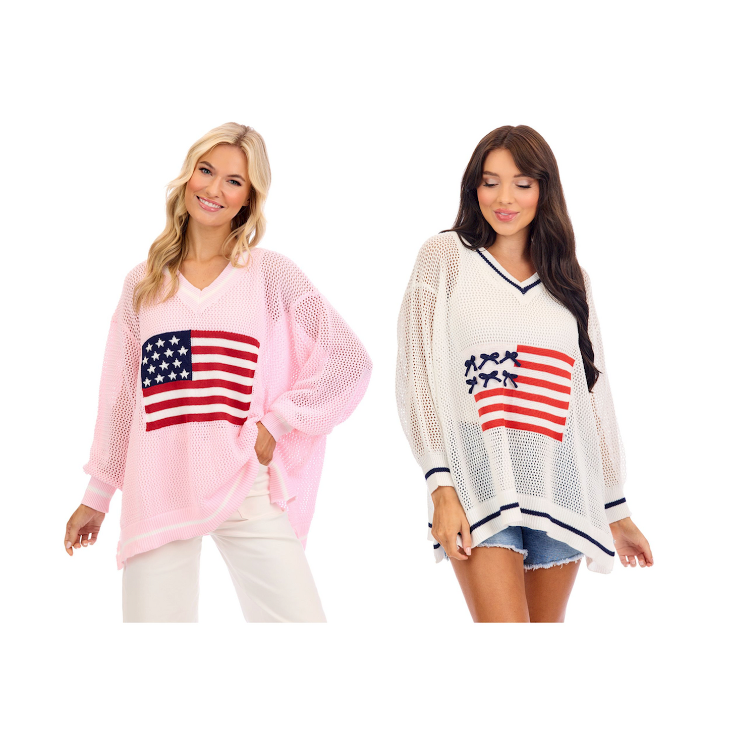 MUD PIE AMERICANA FLAG SWEATER-WHITE