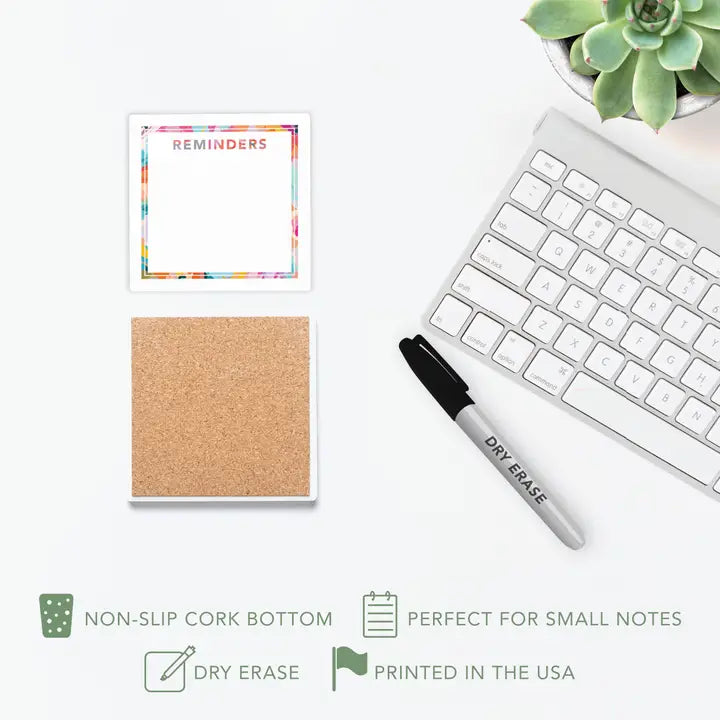 Clairmont & Co. Dry Erase Glass Tile, Desk Notes