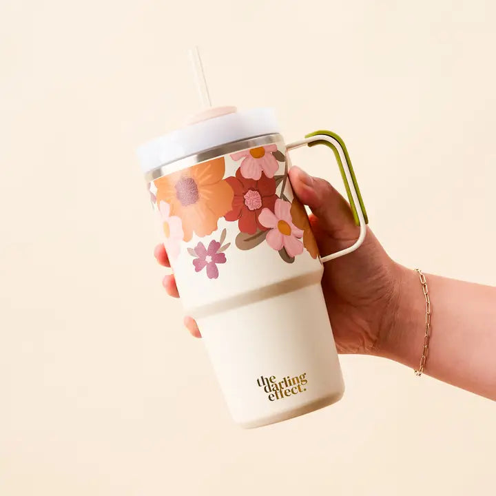 The Darling Effect 20 oz Mini On-The-Go Tumbler-Wild About You Cream
