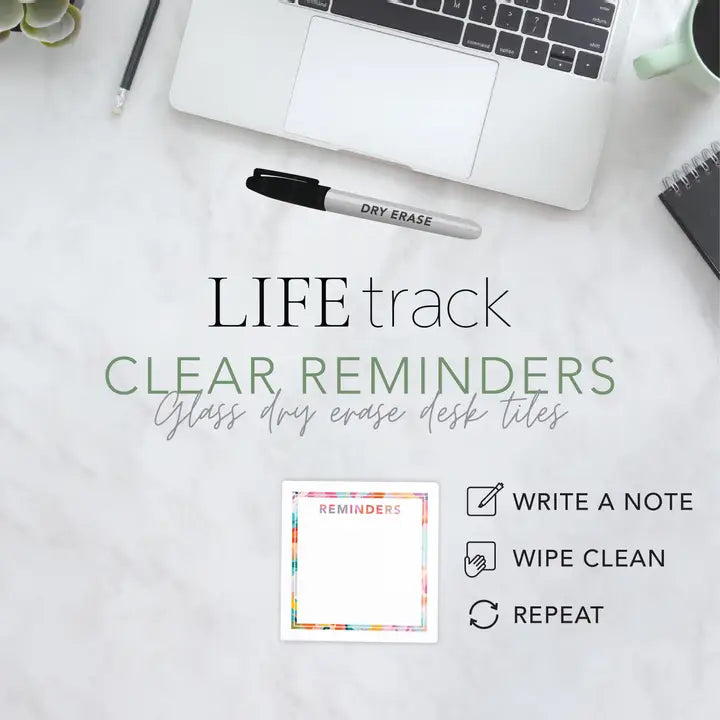 Clairmont & Co. Dry Erase Glass Tile, Desk Notes