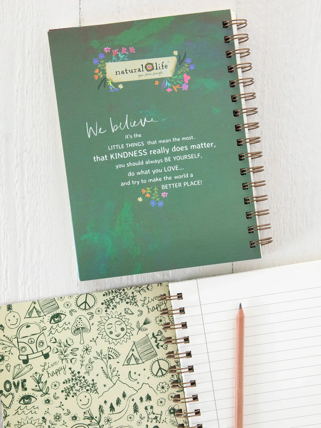 Natural Life Spiral Notebook-Wildflower Border
