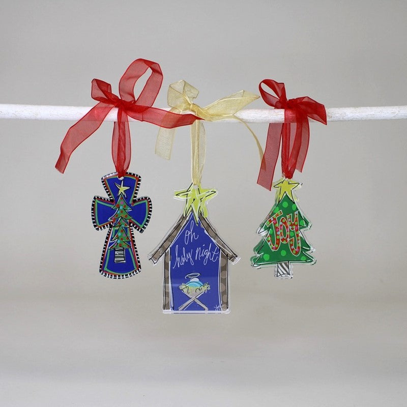 Trade Cie Cutout Acrylic Ornament, Manger Oh Holy Night