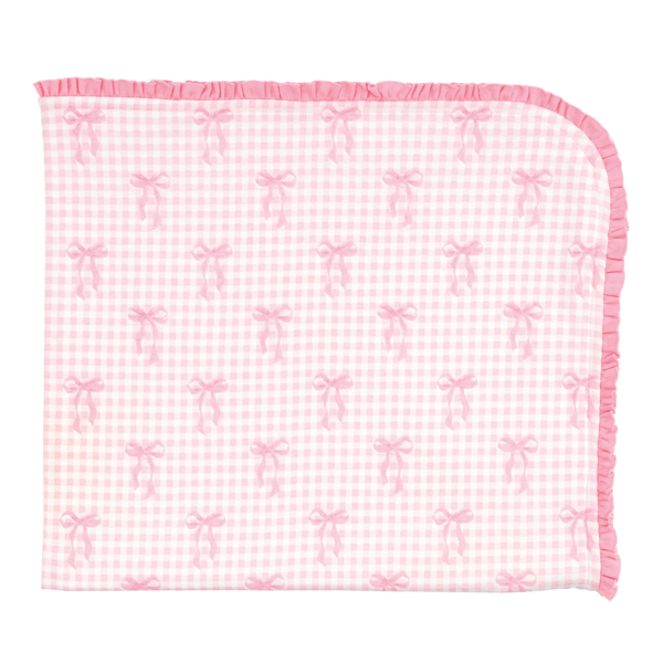 MUD PIE GINGHAM BOW ARRIVAL BLANKET