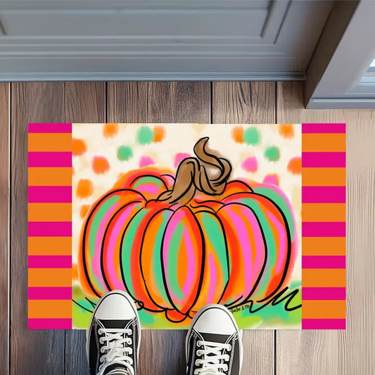 Baxter & Me Rainbow Patch Pumpkin Rug Floormat