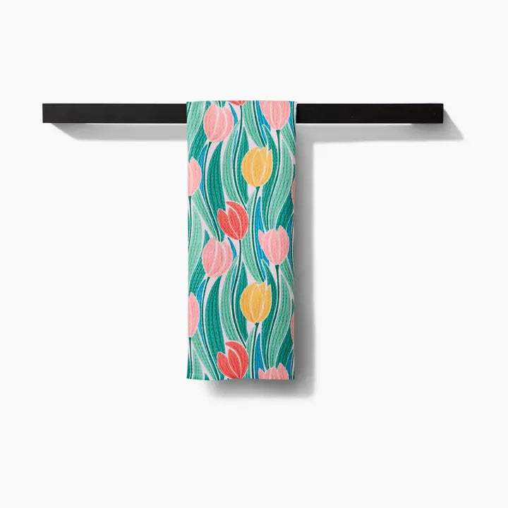Geometry Tranquil Tulips Tea Towel
