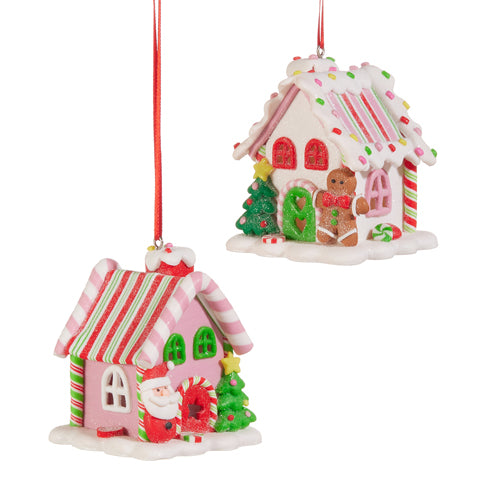 RAZ Imports 2.75" CANDY GINGERBREAD HOUSE ORNAMENT