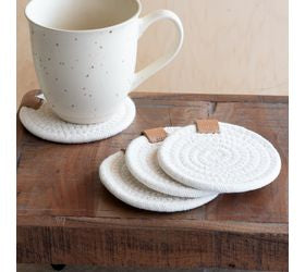 Pd HOME & GARDEN S/4 ROUND WHITE COASTERS